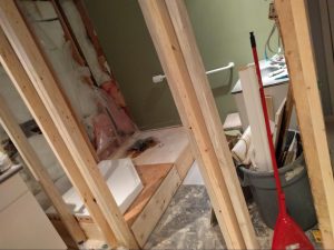 Raised floor and framing complete. 14 Oranges Bathroom Renovation