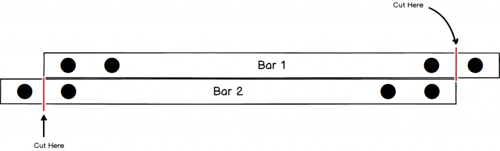 14 Oranges Graphic of Bars for standing desk frame for cuts