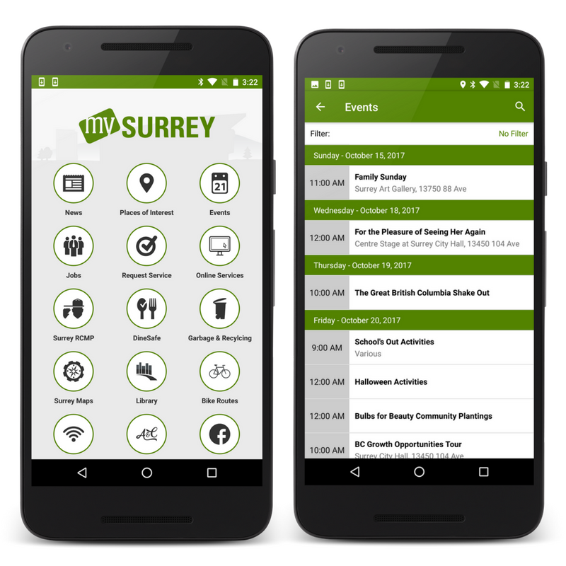 14 Oranges Info Grove App Surrey BC Features Page and Local Events Calendar Page