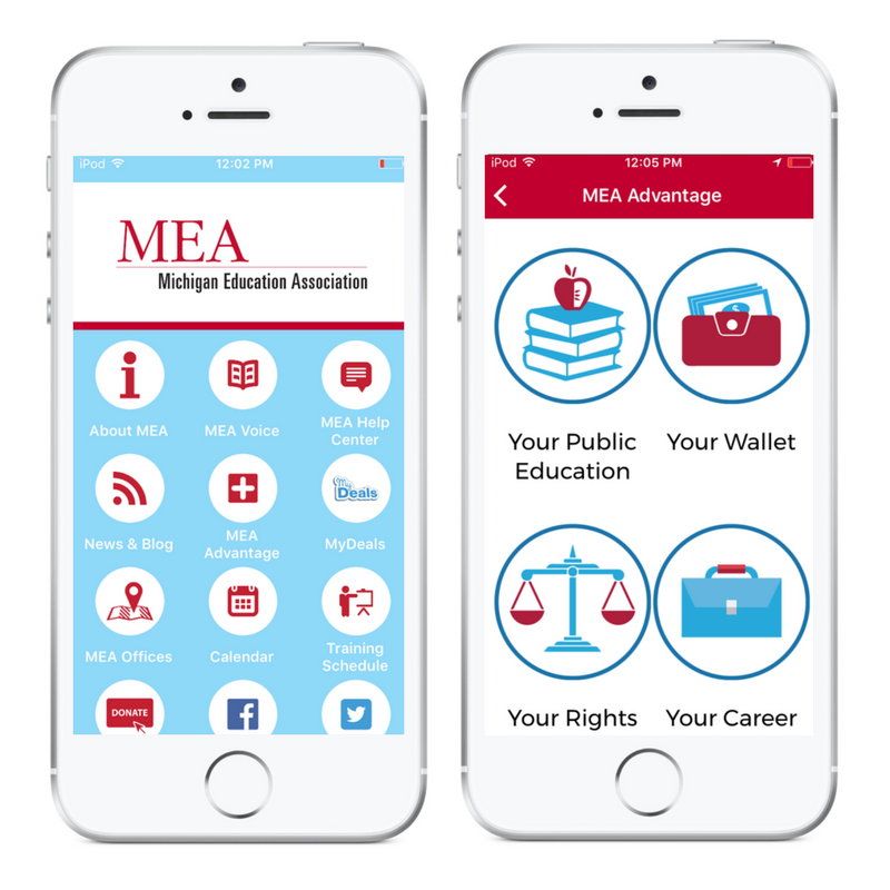 Info Grove App Michigan Education Association Features and Advantage Menu