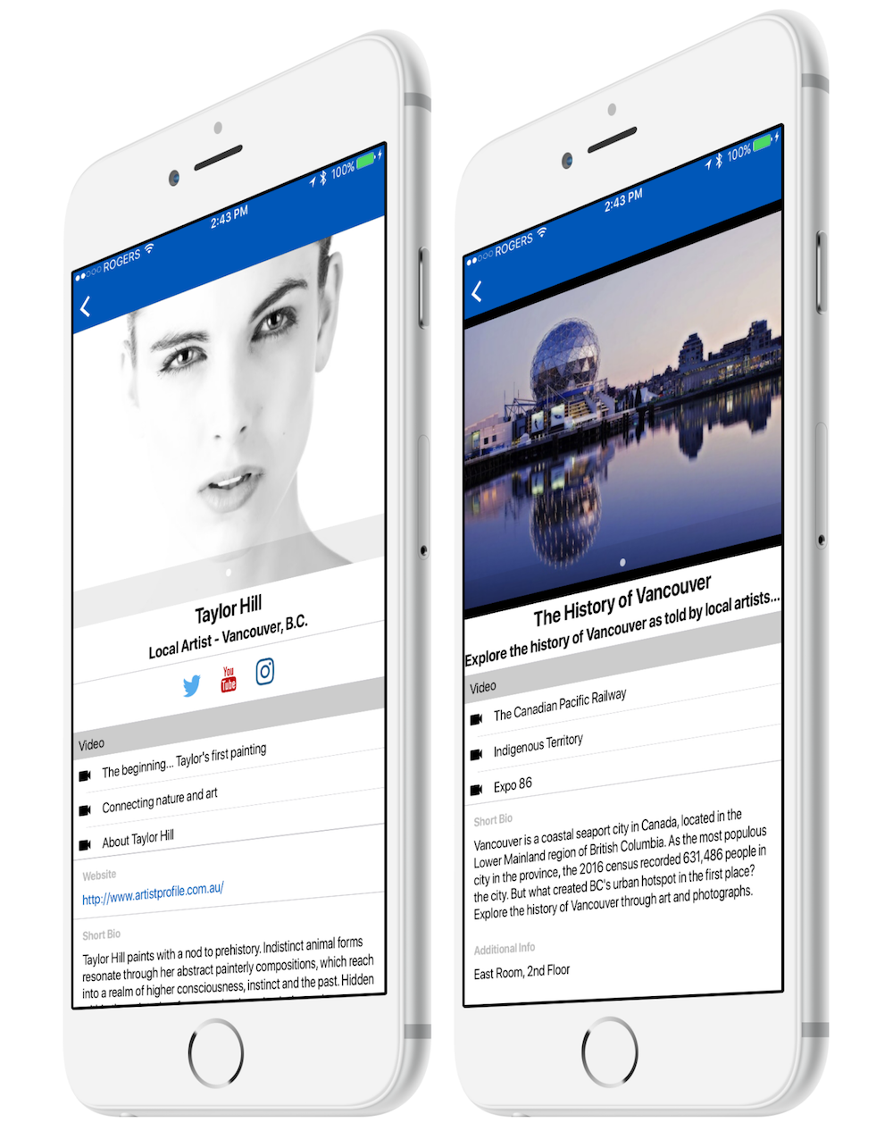mockup museum mobile app