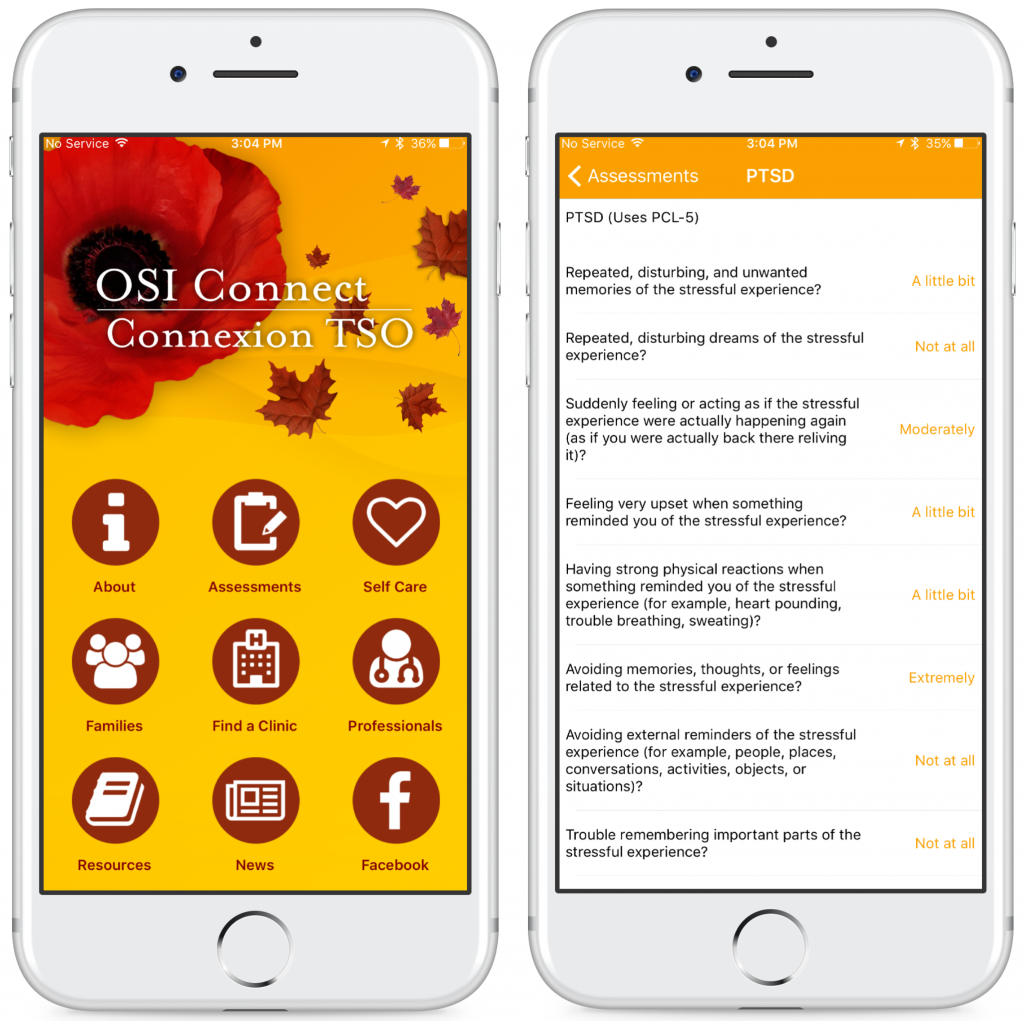 14 Oranges Info Grove OSI Connect Connexion TSO Mobile App Features and PTSD Information