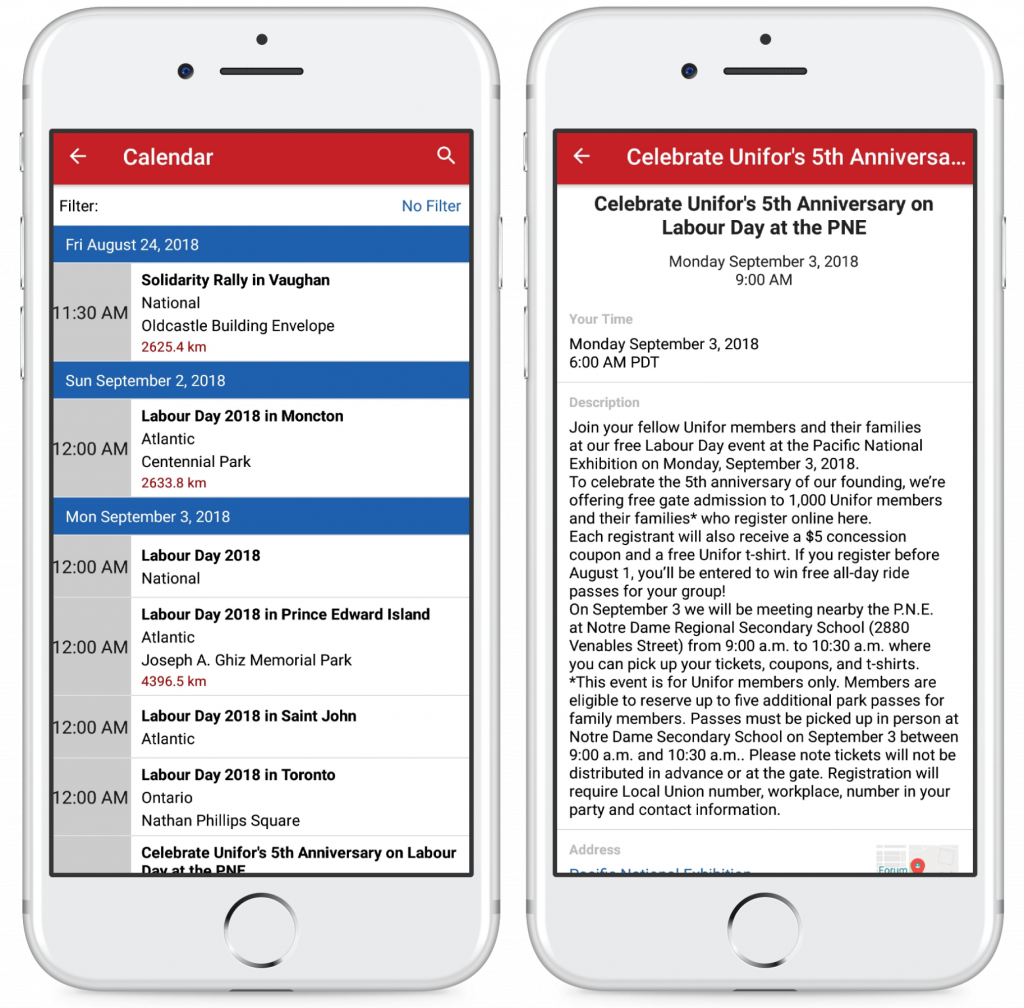 14 OrangesInfo Grove App Unifor Association Calendar Events and Event Details