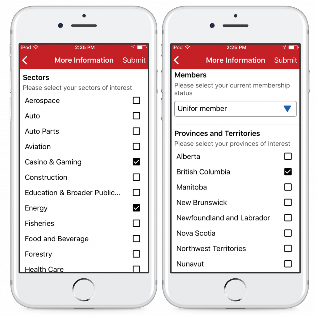 Info Grove App Unifor Association Member Engagement Pages