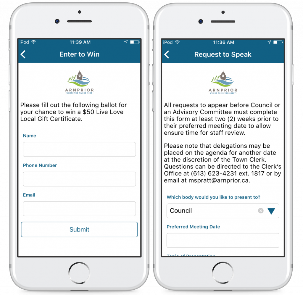 14 Oranges Info Grove App Town Arnprior Enter to Win Page and Request to Speak at Council Form