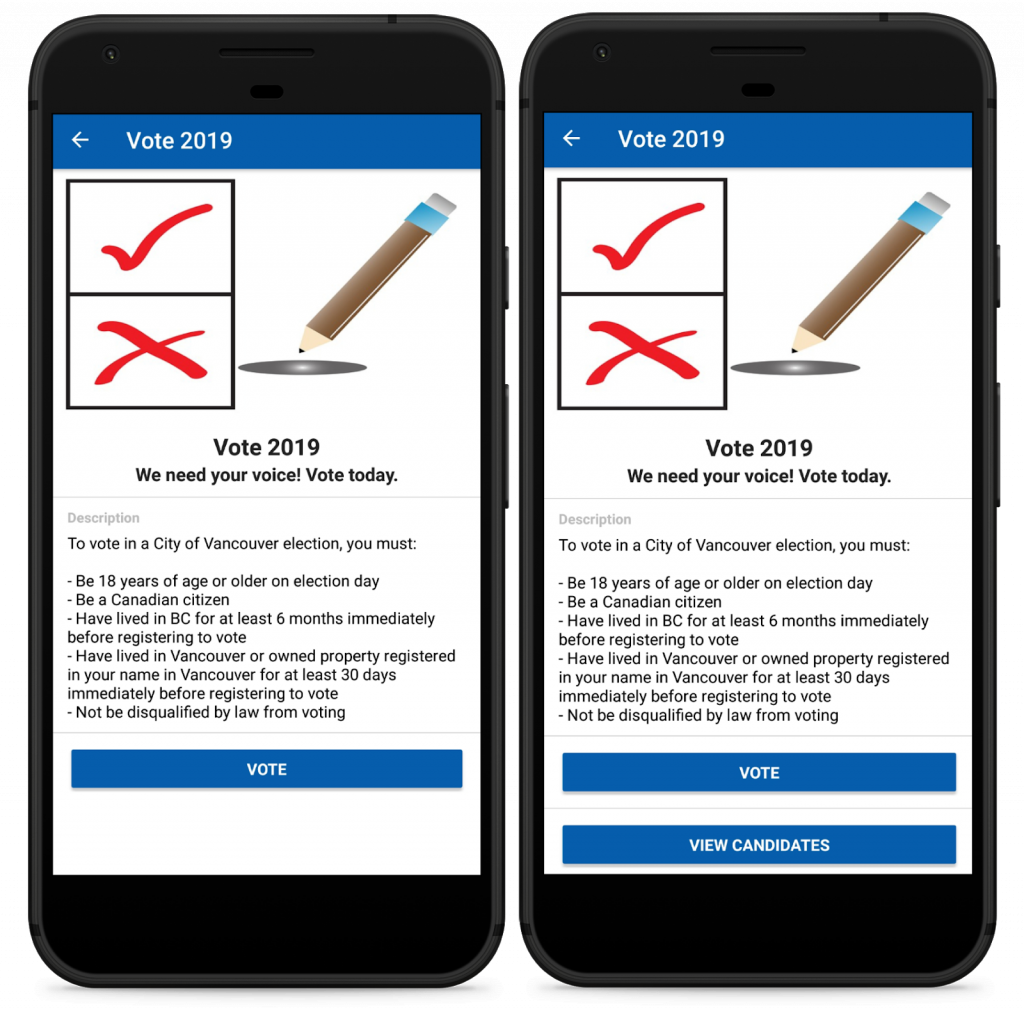 Info Grove App Vote 2019 Menu Samples
