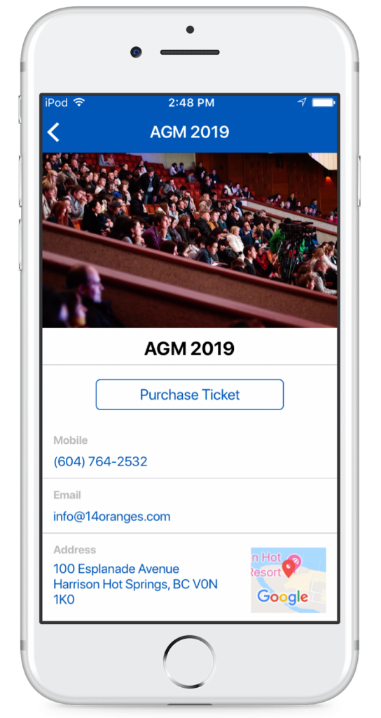 Info Grove AGM 2019 Ticket Purchase Page