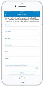 14 Oranges SafeCare BC Mobile App Enter To Win Form