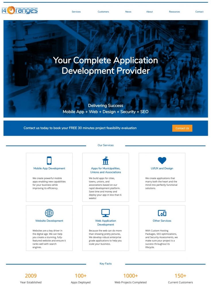 14 Oranges Website Home Page