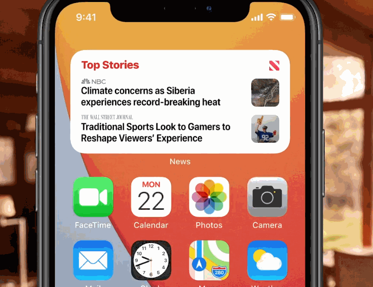 14 ORanges Iphone Gif with Widgets and Featured apps